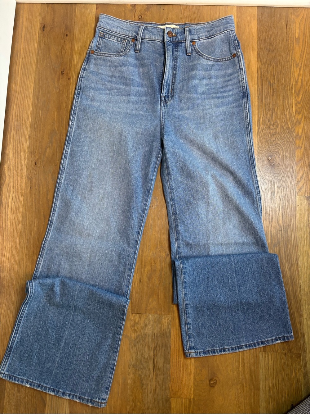 Madewell Wide-Leg Jeans in Faded Blue Denim
